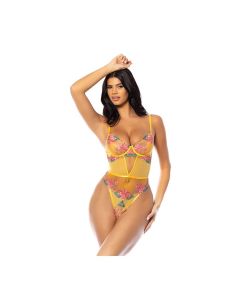 Elisabeth Unlined Underwire Embroidered Teddy - Yellow