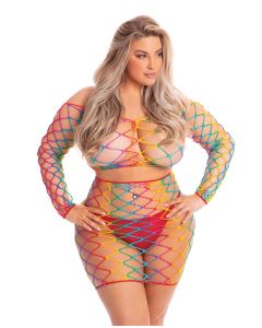 Pink Lipstick Pot of Gold Skirt Set QN